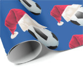 kerstfeestdag met Football Soccer Funny Santa Holi Cadeaupapier (Rol Hoek)