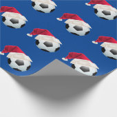 kerstfeestdag met Football Soccer Funny Santa Holi Cadeaupapier (Hoek)