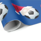kerstfeestdag met Football Soccer Funny Santa Holi Cadeaupapier (Rol Hoek)