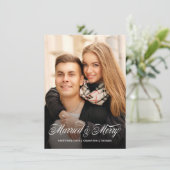 Kerstfeestdag, met gehuwde en prettige foto's feestdagenkaart (Staand voorkant)