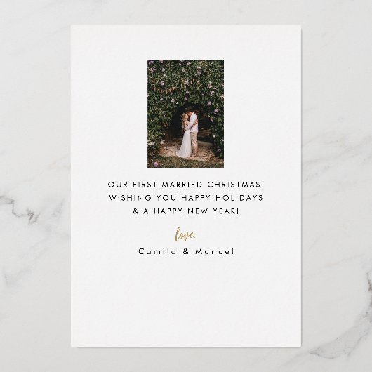 Kerstfeestdag met gehuwde Folie voor kerstmis Folie Feestdagenkaart (Achterkant)