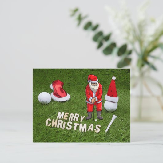 Kerstfeestdag met Golf en kerstbal Briefkaart (Staand voorkant)
