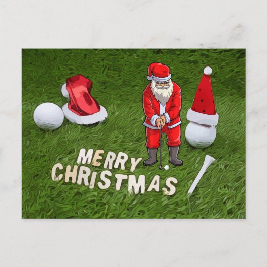 Kerstfeestdag met Golf en kerstbal Briefkaart (Voorkant)