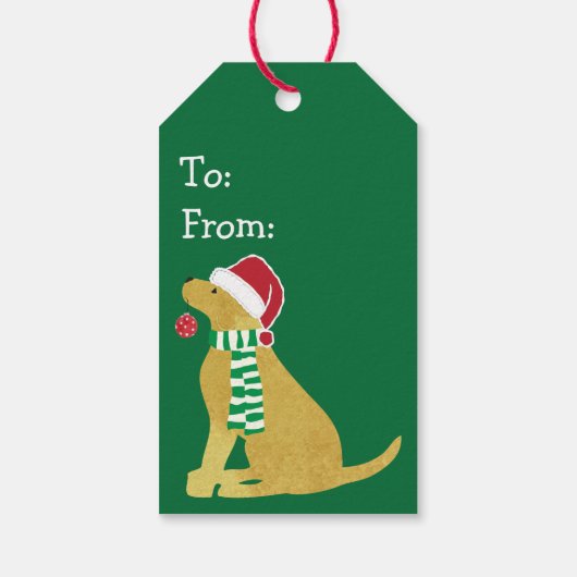 Kerstfeestdag met Gouden Retriever Cadeaulabel (Achterkant)