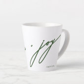 Kerstfeestdag met groene naam voor liefde en joysc latte mok (Rechterhoek)