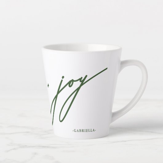 Kerstfeestdag met groene naam voor liefde en joysc latte mok (Rechts)