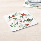 Kerstfeestdag met groot monogram | Naam Kerstmis Kartonnen Onderzetters (Schuin)