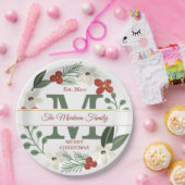 Kerstfeestdag met groot monogram | Naam Kerstmis Papieren Bordje (Feest)