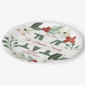 Kerstfeestdag met groot monogram | Naam Kerstmis Papieren Bordje (Gekanteld)