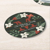 Kerstfeestdag met groot monogram | Naam Kerstmis Ronde Kartonnen Onderzetter (Gebogen)