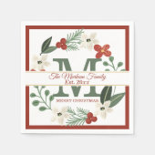 Kerstfeestdag met groot monogram | Naam Kerstmis Servet (Voorkant)