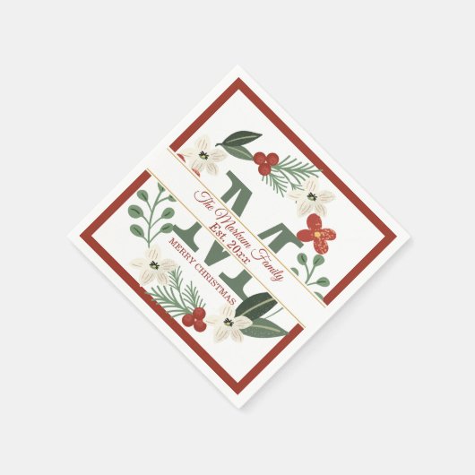 Kerstfeestdag met groot monogram | Naam Kerstmis Servet (Hoek)