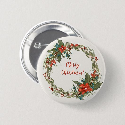 Kerstfeestdag met grote kans ronde button 5,7 cm (Voorkant /achterkant)