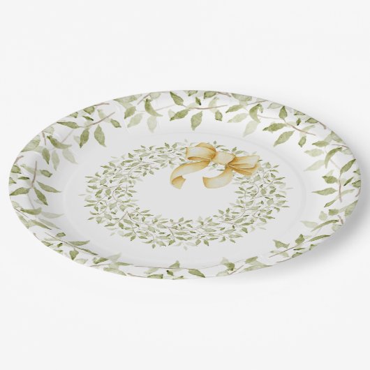 Kerstfeestdag met grote kerstmis papieren bordje (Gekanteld)