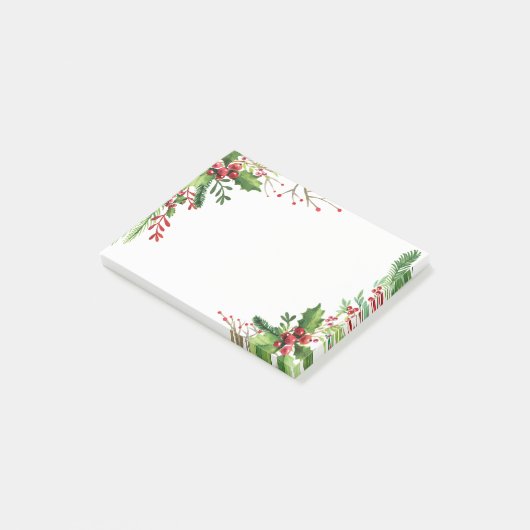 Kerstfeestdag met Holly Berries Post-it® Notes (Schuin)