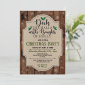 Kerstfeestdag met Holly Burlap Snow Kaart (Staand voorkant)