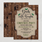 Kerstfeestdag met Holly Burlap Snow Kaart (Voorkant / Achterkant)