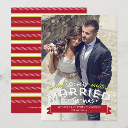 Kerstfeestdag met huwelijkskaarten feestdagenkaart (Voorkant / Achterkant)