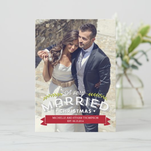 Kerstfeestdag met huwelijkskaarten feestdagenkaart (Staand voorkant)