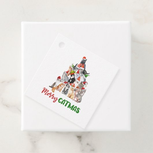 kerstfeestdag met kat kerstboomkat met kerstmis bedankjes labels (In situ)