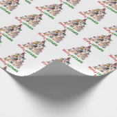 kerstfeestdag met kat kerstboomkat met kerstmis cadeaupapier (Hoek)