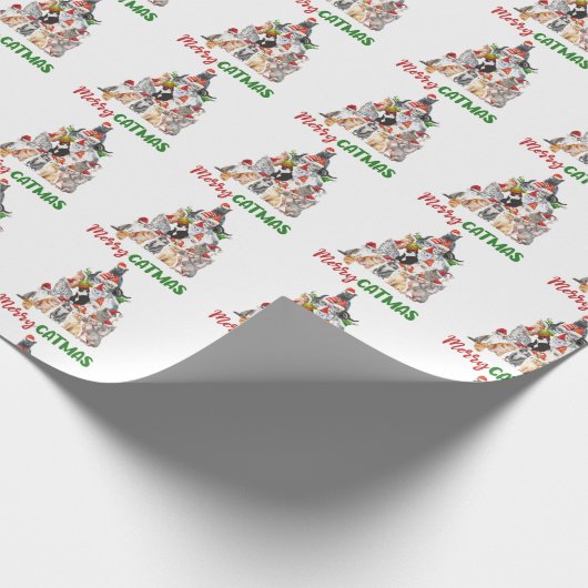 kerstfeestdag met kat kerstboomkat met kerstmis cadeaupapier (Hoek)