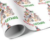 kerstfeestdag met kat kerstboomkat met kerstmis cadeaupapier (Rol Hoek)
