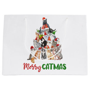 kerstfeestdag met kat kerstboomkat met kerstmis groot cadeauzakje