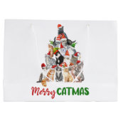 kerstfeestdag met kat kerstboomkat met kerstmis groot cadeauzakje (Achterkant)