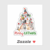 kerstfeestdag met kat kerstboomkat met kerstmis sticker (Vel)