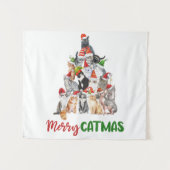 kerstfeestdag met kat kerstboomkat met kerstmis wandkleed (Voorkant (horizontaal))