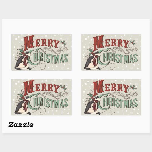  kerstfeestdag met kerst rechthoekige sticker (Vel)