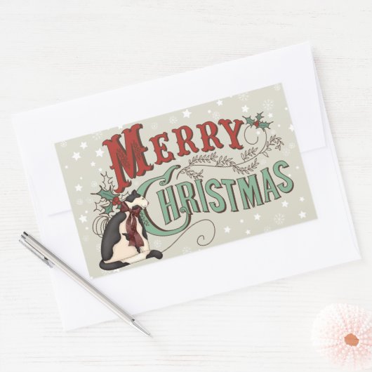  kerstfeestdag met kerst rechthoekige sticker (Envelop)