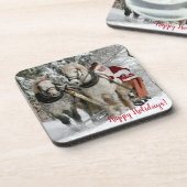 Kerstfeestdag met kerstcadeaubon bier onderzetter (Linkerzijde)