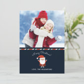 kerstfeestdag met kerstcadeautje feestdagenkaart (Staand voorkant)