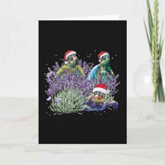 Kerstfeestdag met kerstfeestdag in Turtle Lavender Kaart (Voorkant)