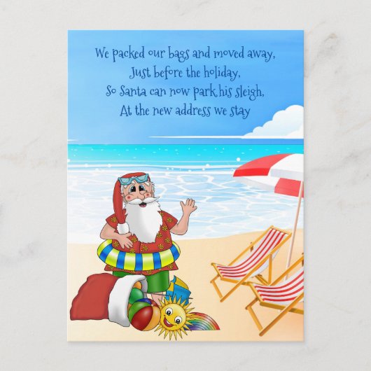 Kerstfeestdag met kerstmis op het strand aankondigingskaart (Voorkant)