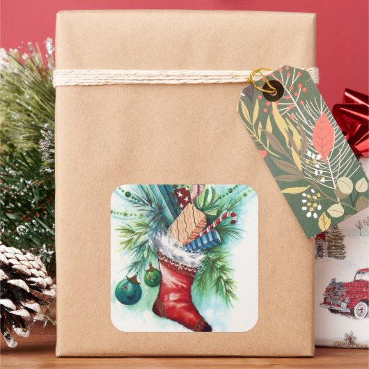  kerstfeestdag met kerstmis-sticker vierkante sticker (Feestdagen)