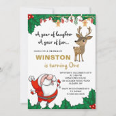 Kerstfeestdag met kleine rendieren kaart (Voorkant)