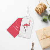 kerstfeestdag met kleurrijke flamingo cadeaulabel