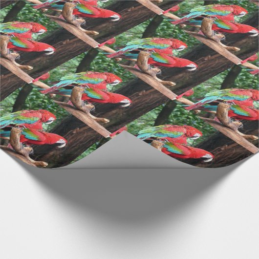 kerstfeestdag met kleurrijke papegaaien cadeaupapier (Hoek)