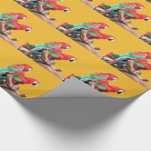 kerstfeestdag met kleurrijke papegaaien cadeaupapier (Hoek)