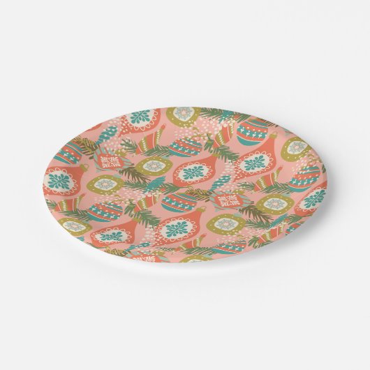 Kerstfeestdag met kleurrijke retro papieren bordje (Gekanteld)