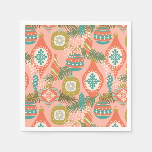 Kerstfeestdag met kleurrijke retro servet (Voorkant)