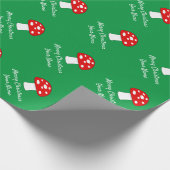 Kerstfeestdag met koortsgroen en rode paddenstoel cadeaupapier (Hoek)