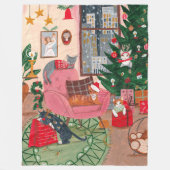 kerstfeestdag met koortsretro katten fleece deken (Voorkant)