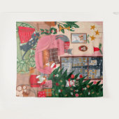 kerstfeestdag met koortsretro katten wandkleed (Voorkant (horizontaal))