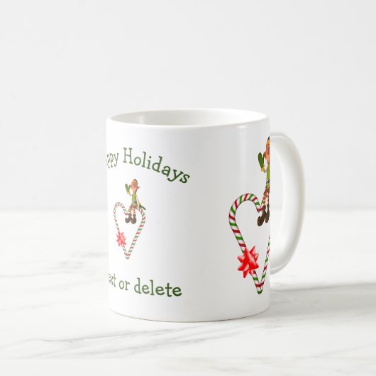 Kerstfeestdag met mannetje Elf Candy Cane Koffiemok (Voorkant rechts)