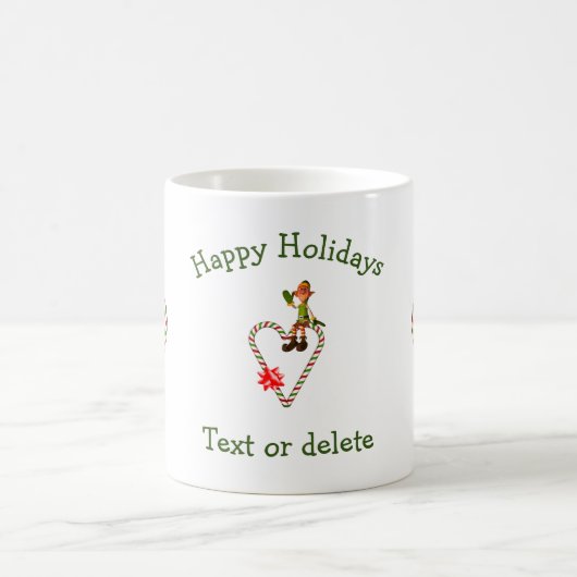 Kerstfeestdag met mannetje Elf Candy Cane Koffiemok (Center)