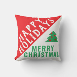 Kerstfeestdag met moderne rode groene typografie kussen